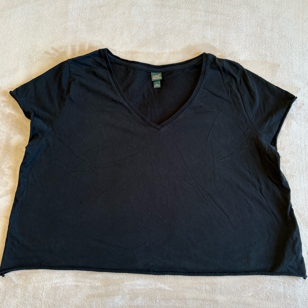 Wild Fable Black V-Neck Short Sleeve Cropped Tee